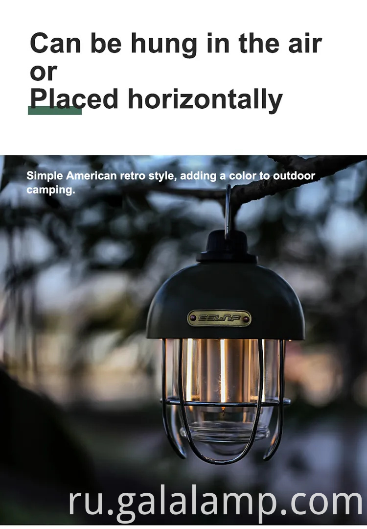 Ретро светодиодный солнечный лагерь свет со встроенной батареей 18650